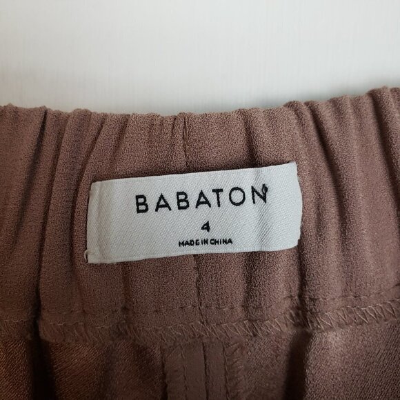 Aritzia Babaton Conan Pants Pull On Beige Tuxedo Cropped Stripe Womens Size 4 - Picture 6 of 9